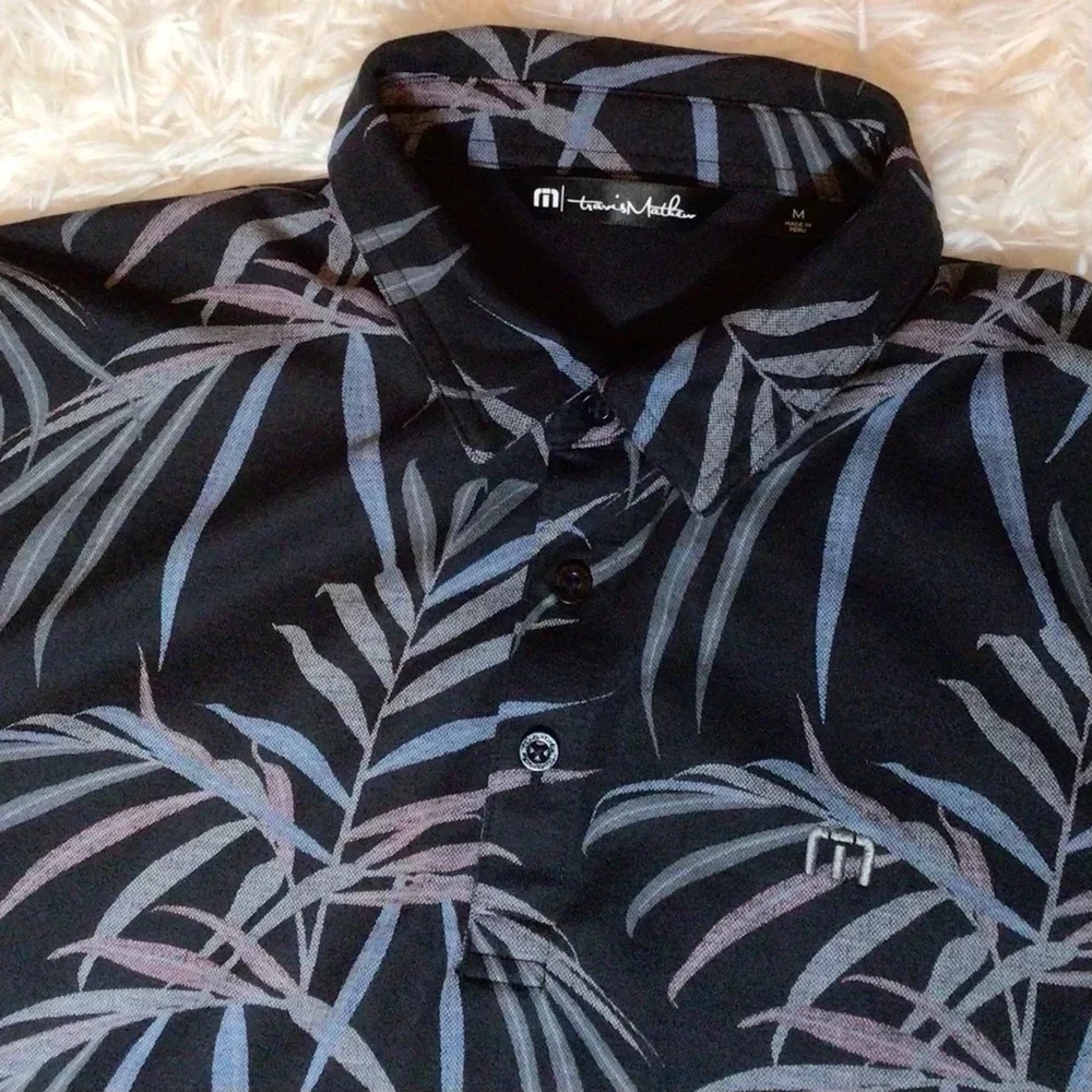 TravisMathew Golf Polo Buzz Words Lifestyle Tex Tropical Light Travis Mathew Med - Picture 4 of 10